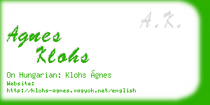 agnes klohs business card
